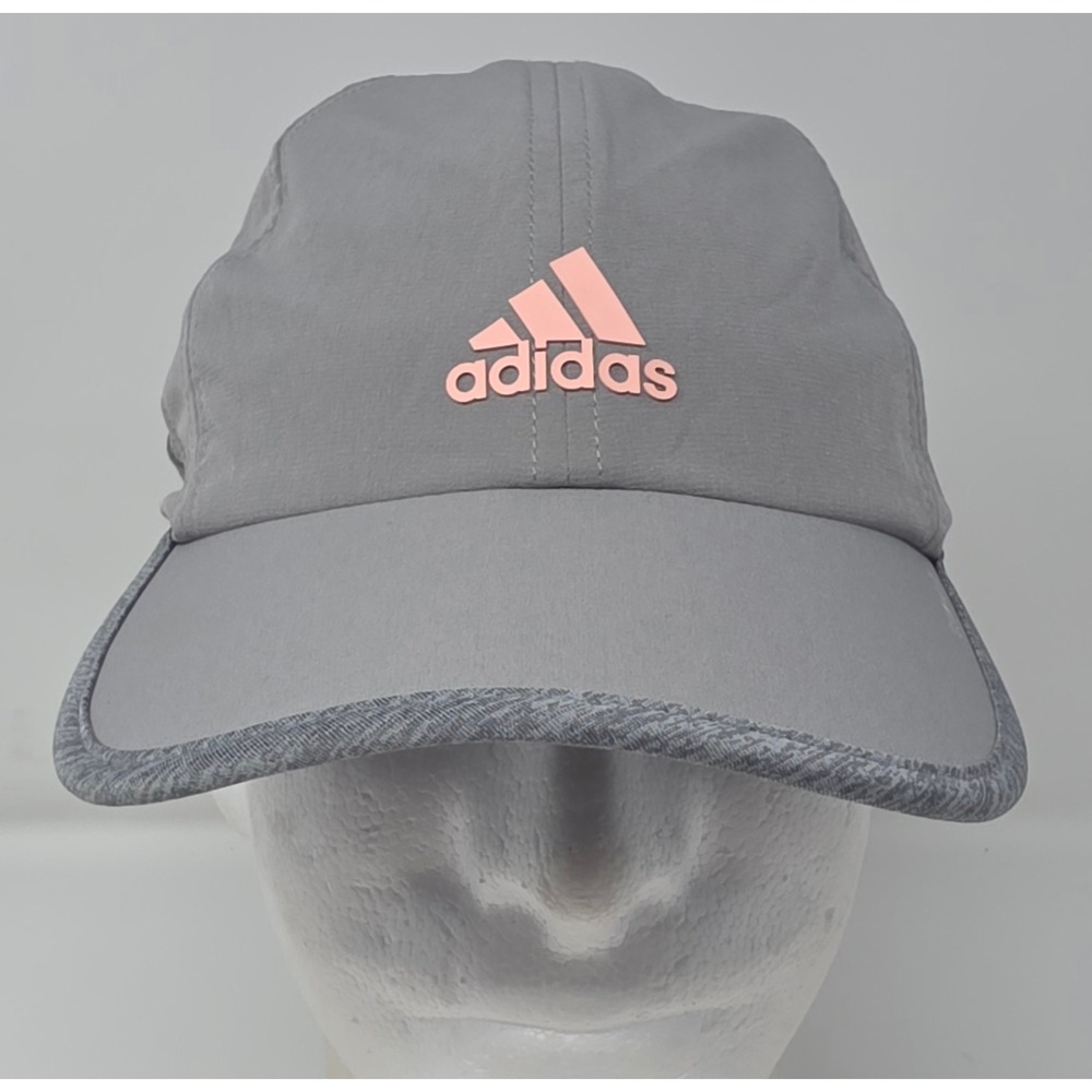 Adidas Climalite Running Hat Straoback OSFM Gray Pink Adjustable Sport Cap